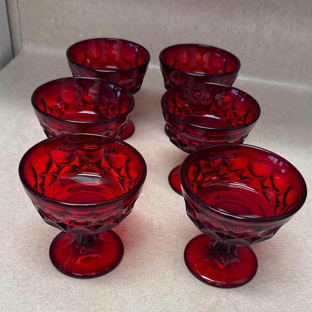 Set of six Ruby red Noritake dessert goblets